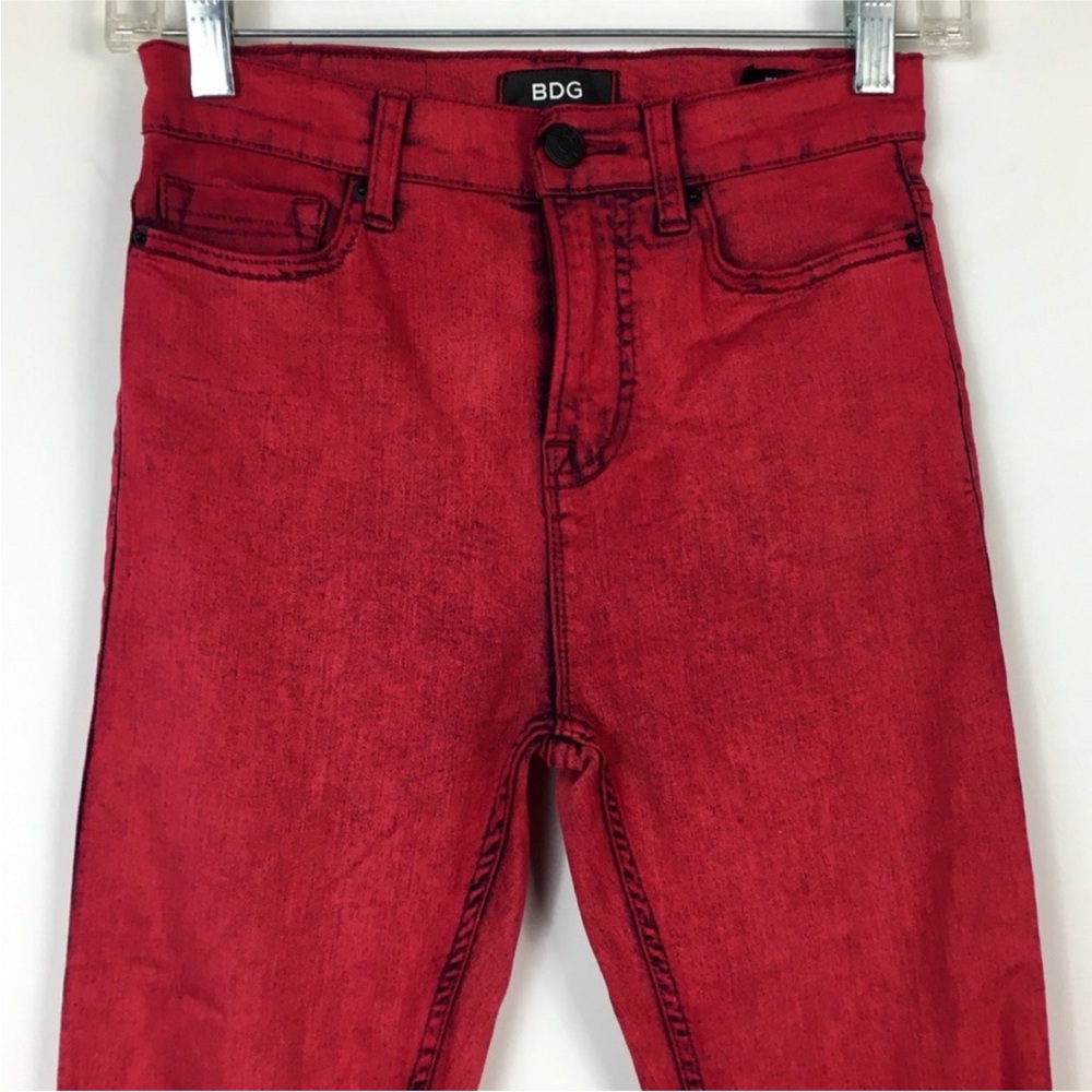 UO BDG High Rise Twig Ankle Red Acid Wash Jeans